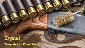  Presentation with pump - PPT layouts enhanced with pump action shotgun 12 guage background and a tawny brown colored foreground