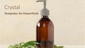  Presentation with beauty salon design - Presentation theme having pump-amber-glass-bottle background and a  colored foreground