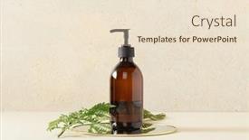  Presentation with beauty salon design - Presentation with pump-amber-glass-bottle background and a  colored foreground