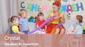  Presentation with birthday balloon - Cool new presentation theme with pump at children party backdrop and a coral colored foreground