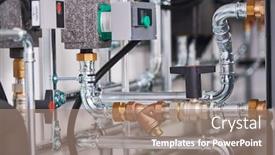  Presentation with pipeline - Amazing PPT theme having pump-controller-and-steel-pipeline backdrop and a coral colored foreground