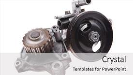  Presentation with water pump - Colorful slide deck enhanced with pump isolated over white background backdrop and a  colored foreground