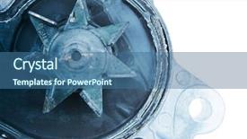  Presentation with water pump - Amazing presentation design having pump isolated over white background backdrop and a  colored foreground