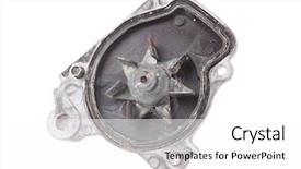  Presentation with water pump - Colorful presentation theme enhanced with pump isolated over white background backdrop and a  colored foreground