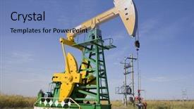  Presentation with oil rig - Presentation theme having pump jack - oil rig background and a teal colored foreground