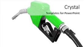  Presentation with fuel - Slide set having pump pumping - fuel nozzle with hose isolated background and a white colored foreground