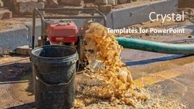  Presentation with water pipe - Beautiful presentation design featuring pump-pushing-water backdrop and a tawny brown colored foreground