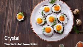  Presentation with quail - Presentation featuring preparation quail egg canapes background and a tawny brown colored foreground