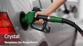  Presentation with petrol station - Slide set enhanced with motor pump - car refueling on petrol station background and a violet colored foreground