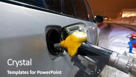  Presentation with gas station - Slide deck consisting of pumping gasoline into the car background and a gray colored foreground