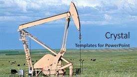  Presentation with oil - PPT theme featuring pumping oil on the prairie background and a light blue colored foreground