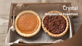  Presentation with feast - PPT theme featuring pumpkin and a pecan pie background and a coral colored foreground