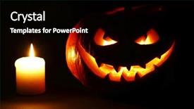  Presentation with candle - Audience pleasing PPT theme consisting of pumpkin and candle on black backdrop and a black colored foreground