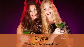  Presentation with females - Presentation theme enhanced with pumpkin and cocktails with scorpion background and a red colored foreground