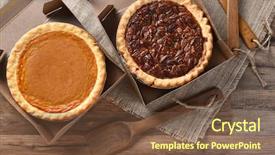  Presentation with bakery pie - Slide set consisting of pumpkin and pecan pie background and a tawny brown colored foreground