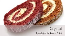  Presentation with roll cake - Slides enhanced with pumpkin and strawberry roll cake slices background and a light gray colored foreground
