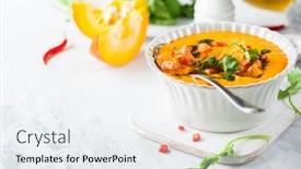  Presentation with sweet potato - PPT layouts consisting of pumpkin-and-sweet-potato-soup background and a sky blue colored foreground