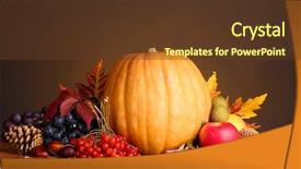 Presentation with brown harvest - Audience pleasing slides consisting of autumn harvest festival pumpkins - pumpkin apples berries and leaves backdrop and a tawny brown colored foreground
