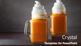  Presentation with cocktail - Beautiful PPT theme featuring pumpkin-cocktail-with-whipped-cream backdrop and a tawny brown colored foreground