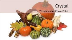  Presentation with still life crucifixion table - Colorful PPT theme enhanced with pumpkin corn squash and cornucopia backdrop and a  colored foreground