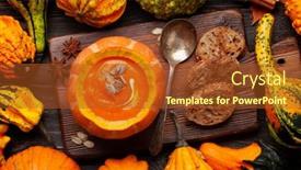  Presentation with cream - Presentation design enhanced with pumpkin-cream-soup-and-various background and a tawny brown colored foreground