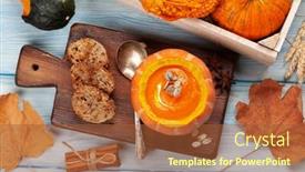  Presentation with soup - Presentation design consisting of pumpkin-cream-soup-and-various background and a red colored foreground