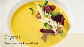  Presentation with cream - Presentation design featuring pumpkin-cream-soup-with-cheese background and a yellow colored foreground