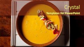  Presentation with coconut milk - PPT theme enhanced with pumpkin-cream-soup-with-coconut background and a tawny brown colored foreground