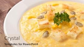  Presentation with pumpkin seeds - Amazing PPT layouts having pumpkin cream-soup with crackers and seeds close-up backdrop and a lemonade colored foreground
