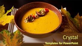  Presentation with soup - Theme with pumpkin-cream-soup-with-fresh background and a tawny brown colored foreground