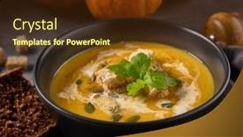  Presentation with healthy soup - Beautiful slides featuring pumpkin-cream-soup-with-pumpkin backdrop and a tawny brown colored foreground