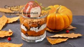  Presentation with dessert - Amazing slide set having pumkins ice cream - pumpkin dessert backdrop and a gold colored foreground