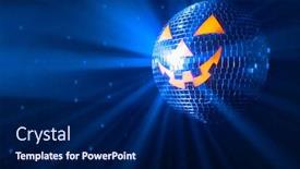  Presentation with disco ball - PPT layouts having pumpkin-disco-ball-at-halloween background and a navy blue colored foreground