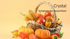  Presentation with vegetables - Colorful PPT layouts enhanced with pumpkin gourds - fresh healthy vegetables on yellow backdrop and a  colored foreground