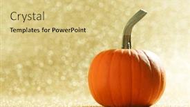  Presentation with golden lights - Colorful slide set enhanced with pumpkin on golden glittery background with bokeh lights backdrop and a yellow colored foreground