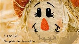  Presentation with fall leaves border autumn - Amazing theme having pumpkin patch featuring a scarecrow backdrop and a yellow colored foreground