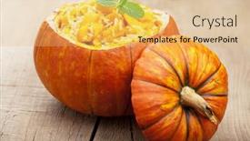  Presentation with pumpkin seeds as pumpkin - PPT layouts having pumpkin risotto background and a yellow colored foreground