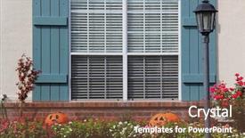  Presentation with islamic decorations decoration and motif - Presentation having pumpkin scarecrow - fall decorations near a window background and a tawny brown colored foreground
