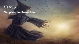  Presentation with meadow - PPT layouts having pumpkin-scarecrow-in-the-meadow background and a dark gray colored foreground