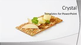  Presentation with cracker - Theme having pumpkin seed cracker with butter curls and apple slices on white background background and a white colored foreground