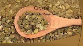  Presentation with seed - PPT theme enhanced with pumpkin seed in a wooden spoon and forming a background background and a gold colored foreground