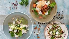  Presentation with seed oil - PPT layouts having pumpkin seed oil - different kinds of salads top background and a coral colored foreground