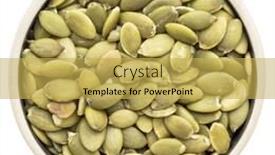  Presentation with pumpkin seeds - Presentation design with pumpkin seeds in a round bowl isolated on white background and a yellow colored foreground