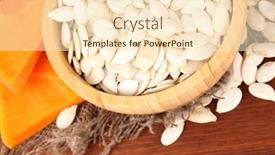  Presentation with pumpkin seeds - Cool new PPT theme with pumpkin seeds in wooden bowl on wooden background backdrop and a lemonade colored foreground
