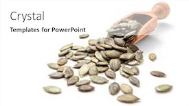  Presentation with pumpkin seeds - Presentation design with pumpkin seeds in wooden scoop background and a white colored foreground