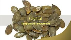  Presentation with pumpkin seeds - Beautiful presentation theme featuring pumpkin seeds isolated on white background backdrop and a tawny brown colored foreground