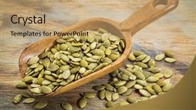  Presentation with pumpkin seeds - Presentation design consisting of pumpkin seeds on a rustic background and a coral colored foreground