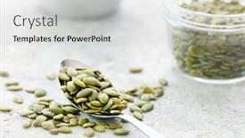  Presentation with pumpkin seeds - Presentation theme featuring pumpkin-seeds-on-and-beside background and a light gray colored foreground