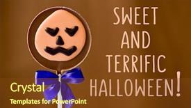  Presentation with lollipop - Presentation design consisting of text sweet and terrific background and a tawny brown colored foreground