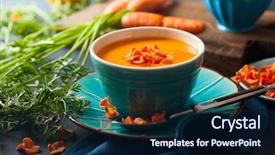  Presentation with soup - Presentation design having pumpkin soup with carrot chip background and a navy blue colored foreground